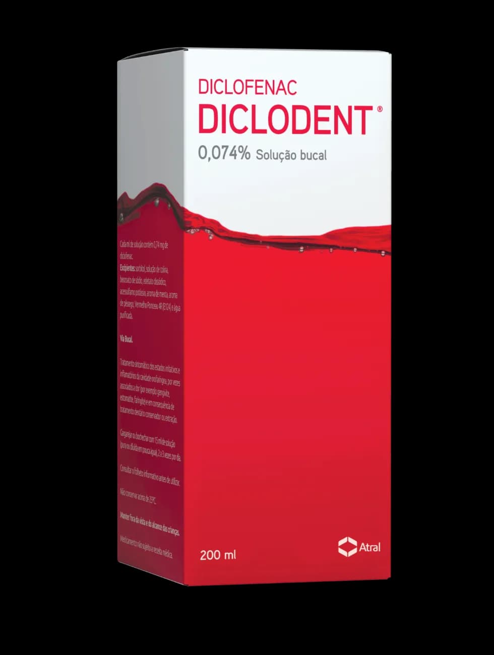Diclodent 0.074% Solução Bucal, 0.74 mg/ml Frasco 200 ml Sol bucal