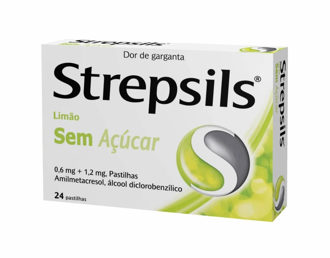 Strepsils Limão sem açúcar, 1.2 mg + 0.6 mg Blister 24 Unidade(s) Past