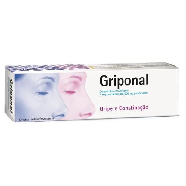 Griponal, 4 mg + 500 mg Recipiente para comprimidos 20 Unidade(s) Comp eferv