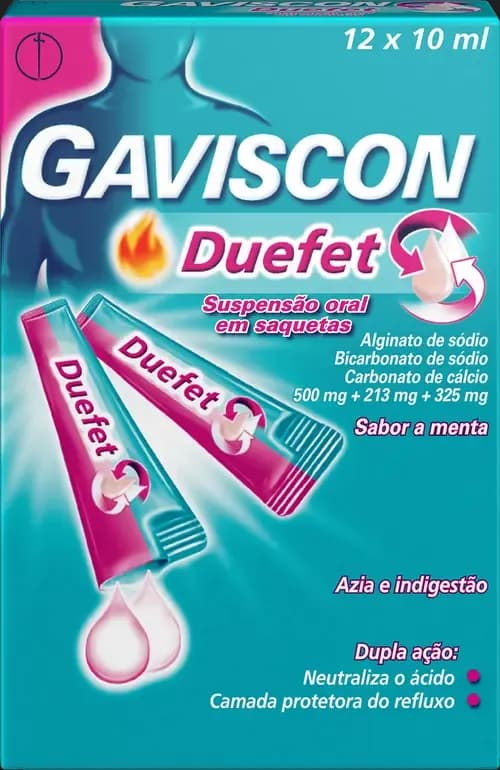 Gaviscon Duefet, 500/213/325 mg x 24 susp oral saq