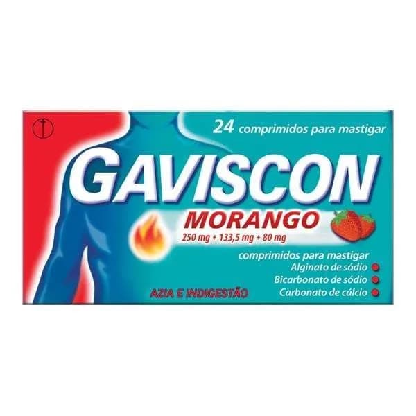 Gaviscon Morango, 250/133,5/80 mg x 24 comp mast