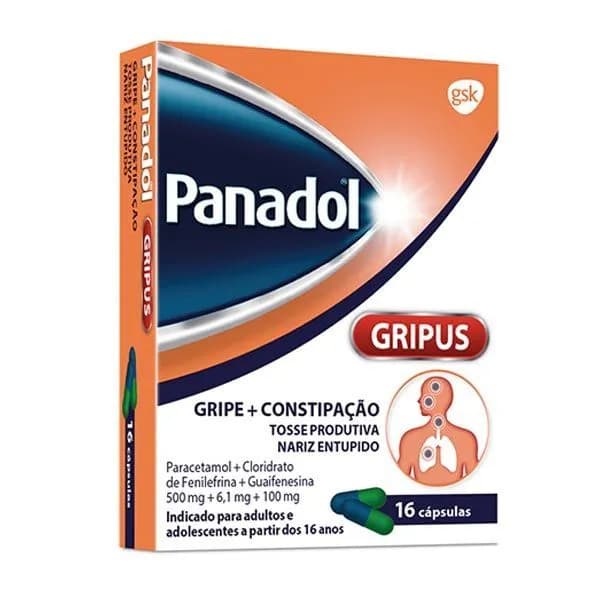 Panadol Gripus, 500 mg + 6.1 mg + 100 mg Blister 16 Unidade(s) Caps