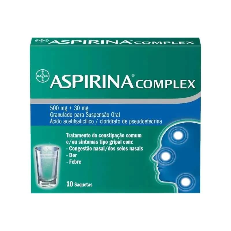 Aspirina Complex, 500 mg + 30 mg Saqueta 10 Unidade(s) Granul susp oral