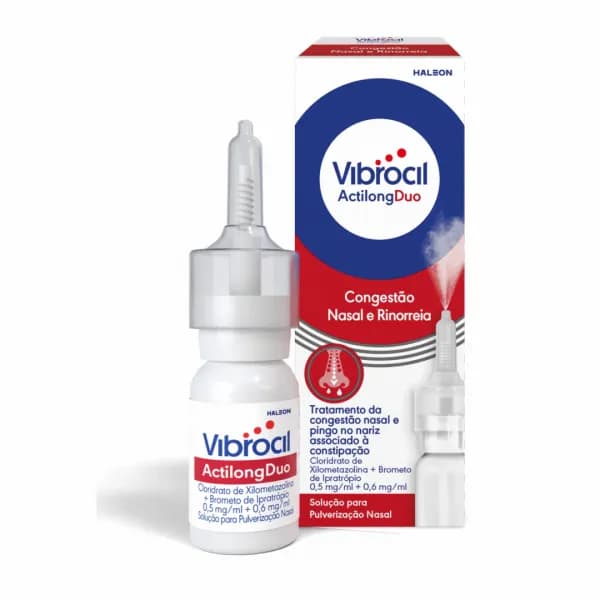Vibrocil ActilongDuo, 0.5 mg/ml + 0.6 mg/ml Frasco 10 ml Sol pulv nasal