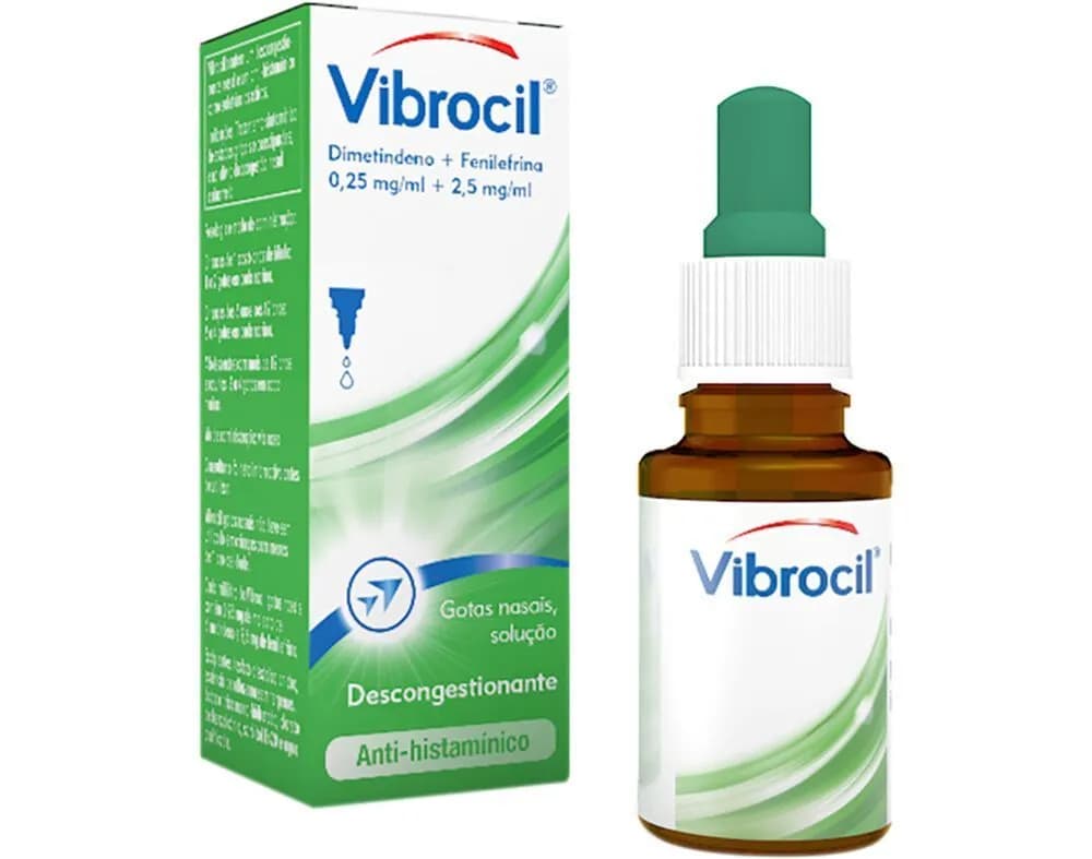 Vibrocil, 0.25 mg/ml + 2.5 mg/ml Frasco 15 ml Gta nasal sol