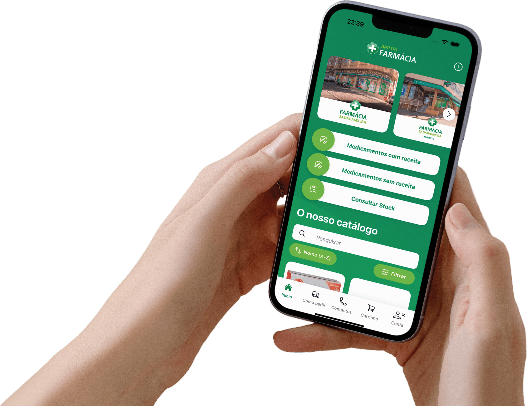 App da Farmacia on a phone